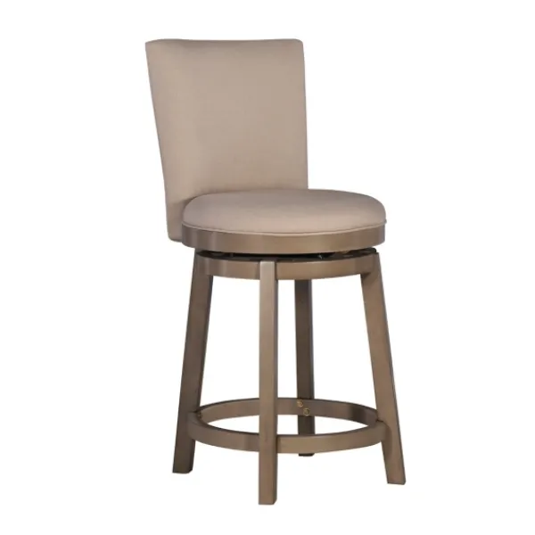 Bar Stools & Counter Height Stools-Kirkland's Home Rustic Taupe Upholstered Swivel Counter Stool Tan