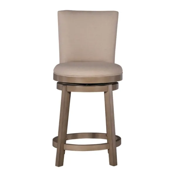 Bar Stools & Counter Height Stools-Kirkland's Home Rustic Taupe Upholstered Swivel Counter Stool Tan
