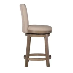 Bar Stools & Counter Height Stools-Kirkland's Home Rustic Taupe Upholstered Swivel Counter Stool Tan