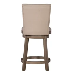 Bar Stools & Counter Height Stools-Kirkland's Home Rustic Taupe Upholstered Swivel Counter Stool Tan