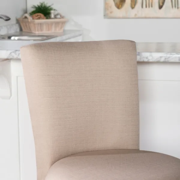 Bar Stools & Counter Height Stools-Kirkland's Home Rustic Taupe Upholstered Swivel Bar Stool Tan