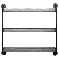 Shelves-Kirkland's Home Rustic Three Tiered Galvanized Metal Wall Shelf