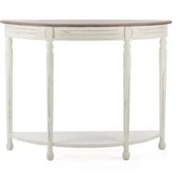 Console Tables-Kirkland's Home Rustic White Half Moon Console Table