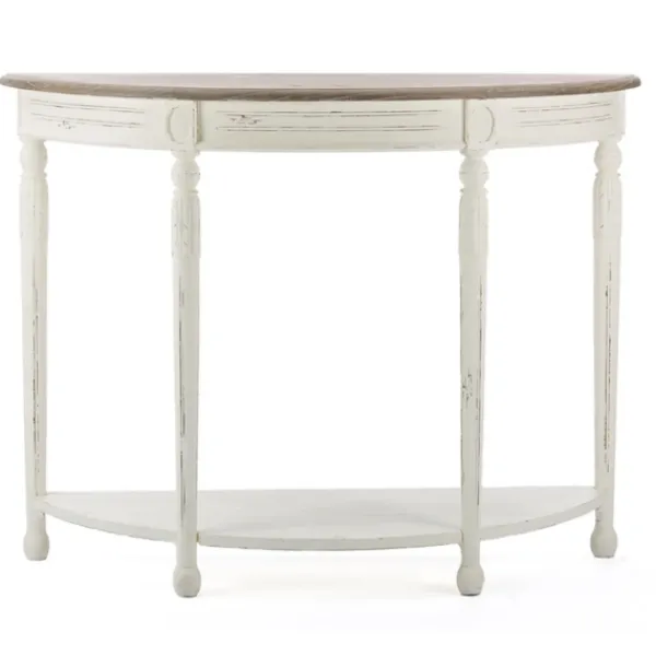 Console Tables-Kirkland's Home Rustic White Half Moon Console Table