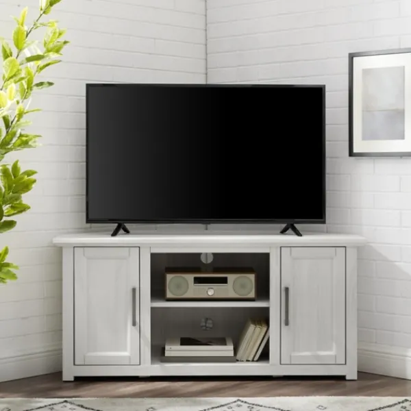 Tv Stands & Media Consoles-Kirkland's Home Rustic White Katy-Corner Tv Stand