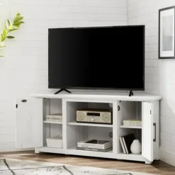 Tv Stands & Media Consoles-Kirkland's Home Rustic White Katy-Corner Tv Stand