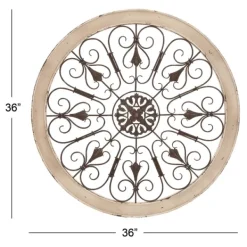 Wall Plaques-Kirkland's Home Rustic White Radial Scrollwork Wall Art White/Silver