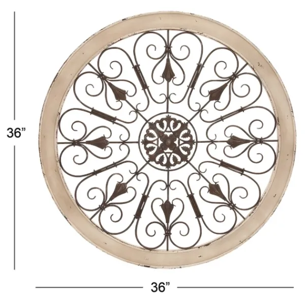 Wall Plaques-Kirkland's Home Rustic White Radial Scrollwork Wall Art White/Silver