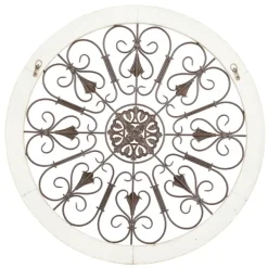 Wall Plaques-Kirkland's Home Rustic White Radial Scrollwork Wall Art White/Silver