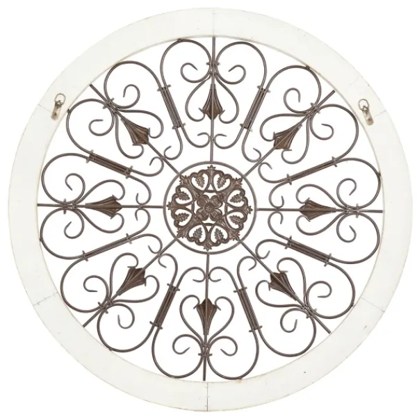 Wall Plaques-Kirkland's Home Rustic White Radial Scrollwork Wall Art White/Silver