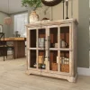 Cabinets & Sideboards-Kirkland's Home Rustic Wood And Glass 2-Door Cabinet Tan
