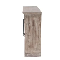 Cabinets & Sideboards-Kirkland's Home Rustic Wood And Glass 2-Door Cabinet Tan