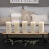 Candle Holders-Kirkland's Home Rustic Wood Candle Runner With Metal Stand Brown