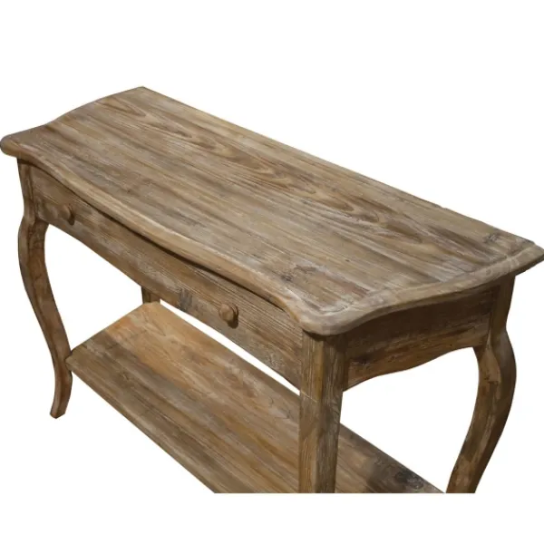 Console Tables-Kirkland's Home Rustic Wood Curved Console Table Brown