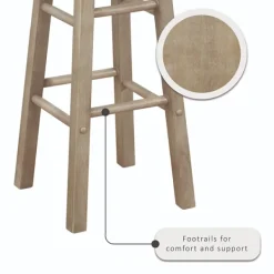 Bar Stools & Counter Height Stools-Kirkland's Home Rustic Wood Pub Classic Backless Bar Stool Tan