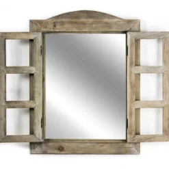 Decorative Mirrors-Kirkland's Home Rustic Wooden Dual Window Shutter Wall Mirror