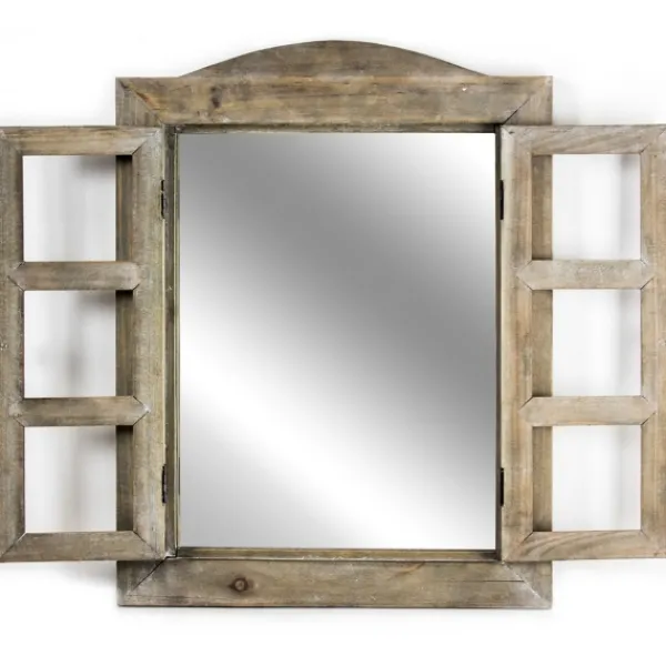 Decorative Mirrors-Kirkland's Home Rustic Wooden Dual Window Shutter Wall Mirror