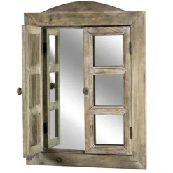 Decorative Mirrors-Kirkland's Home Rustic Wooden Dual Window Shutter Wall Mirror