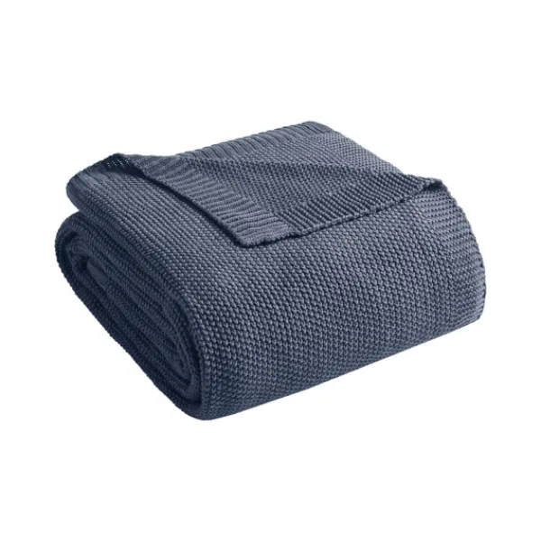 Blankets & Throws-Kirkland's Home Rylan Knit Throw Blanket Blue
