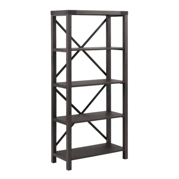 Bookshelves-Kirkland's Home Sable Wood X-Frame Classic Bookcase