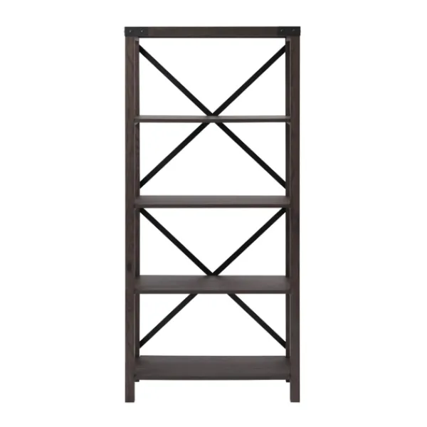 Bookshelves-Kirkland's Home Sable Wood X-Frame Classic Bookcase