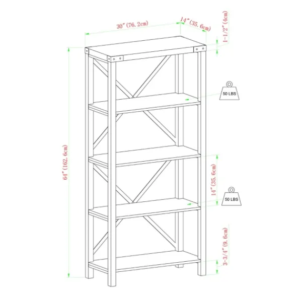 Bookshelves-Kirkland's Home Sable Wood X-Frame Classic Bookcase