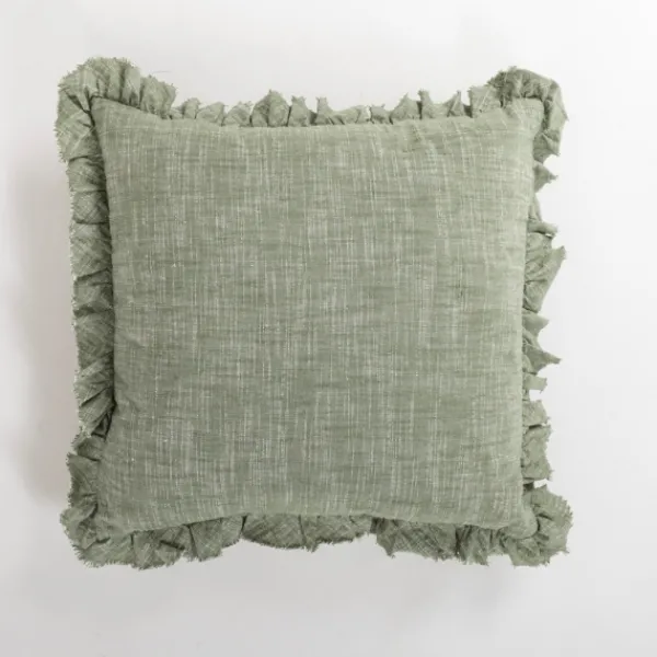 Pillows-Kirkland's Home Sage Chambray Ruffle Edge Pillow Green