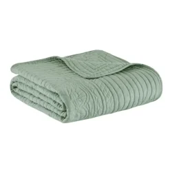 Blankets & Throws-Kirkland's Home Sage Oversized Quilted Scalloped Edge Throw Green