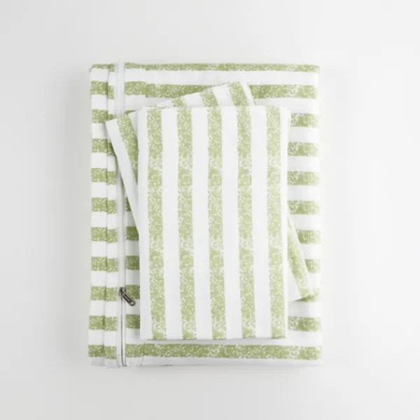 Duvets-Kirkland's Home Sage Rugged Stripes Puffed King 3-Pc. Duvet Set Green/White