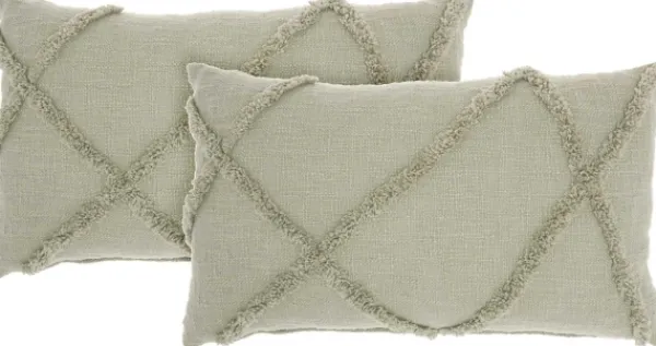Pillows-Kirkland's Home Sage Tufted Diamond Lumbar Pillows, Set Of 2 Green