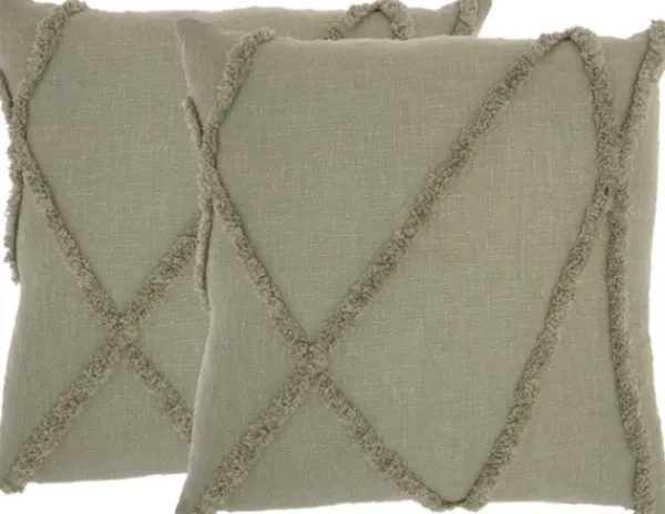 Pillows-Kirkland's Home Sage Tufted Diamond 2-Pc. Pillows, 24 In. Green