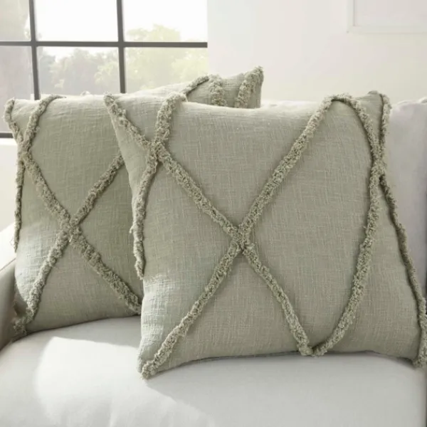Pillows-Kirkland's Home Sage Tufted Diamond 2-Pc. Pillows, 24 In. Green