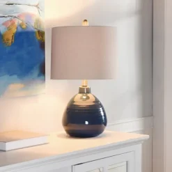 Table Lamps-Kirkland's Home Sailor Blue Ceramic Table Lamp Tan