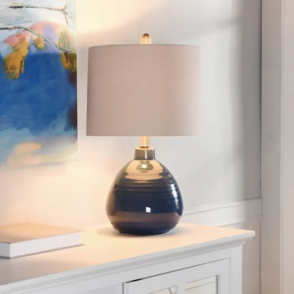 Table Lamps-Kirkland's Home Sailor Blue Ceramic Table Lamp Tan