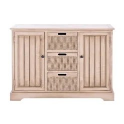 Cabinets & Sideboards-Kirkland's Home Sand Cabinet With Natural Woven Baskets Tan