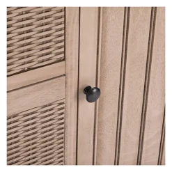 Cabinets & Sideboards-Kirkland's Home Sand Cabinet With Natural Woven Baskets Tan
