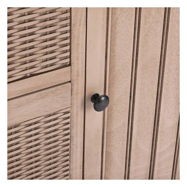 Cabinets & Sideboards-Kirkland's Home Sand Cabinet With Natural Woven Baskets Tan