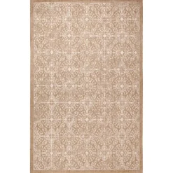 Outdoor Rugs-Kirkland's Home Sand Embellished Scroll Indoor/Outdoor Rug, 6X9 Tan/White