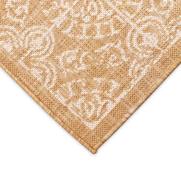 Outdoor Rugs-Kirkland's Home Sand Embellished Scroll Indoor/Outdoor Rug, 4X7 Tan/White