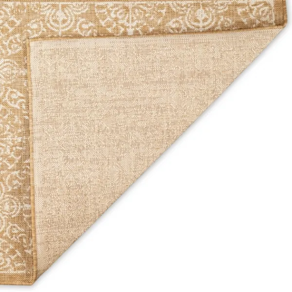 Outdoor Rugs-Kirkland's Home Sand Embellished Scroll Indoor/Outdoor Rug, 4X7 Tan/White