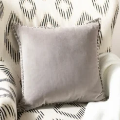 Pillows-Kirkland's Home Sand Velvet Riviera Throw Pillow Gray