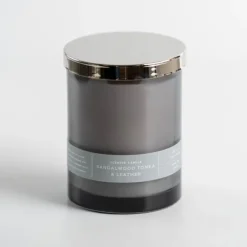 Candles-Kirkland's Home Sandalwood Tonka & Leather Single Wick Jar Candle Gray