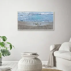 Framed Art-Kirkland's Home Sandpiper Morning Framed Canvas Art Print Blue/Brown