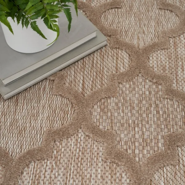 Outdoor Rugs-Kirkland's Home Sandstone Natural Trellis Outdoor Area Rug, 4X6 Tan/White