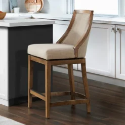 Bar Stools & Counter Height Stools-Kirkland's Home Sandy Beige Swivel Square Counter Stool Tan