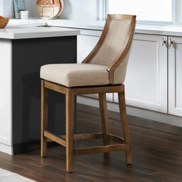 Bar Stools & Counter Height Stools-Kirkland's Home Sandy Beige Swivel Square Counter Stool Tan