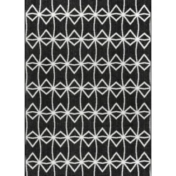 Outdoor Rugs-Kirkland's Home Sanford Gray Geometric Shapes Outdoor Rug, 5X8 Gray/White