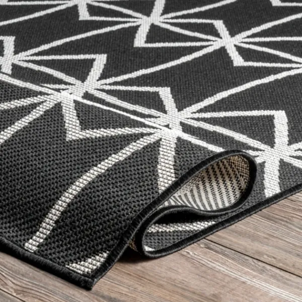 Outdoor Rugs-Kirkland's Home Sanford Gray Geometric Shapes Outdoor Rug, 5X8 Gray/White