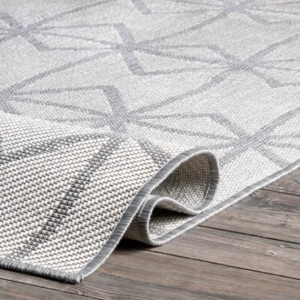 Outdoor Rugs-Kirkland's Home Sanford Light Gray Geometric Outdoor Rug, 8X10 Gray/White