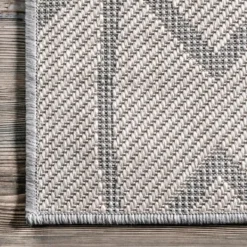 Outdoor Rugs-Kirkland's Home Sanford Light Gray Geometric Outdoor Rug, 8X10 Gray/White